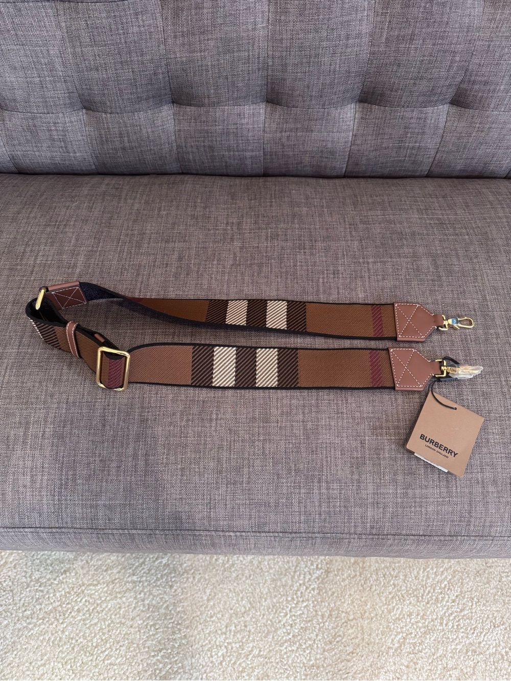 Burberry Brown Check Adjustable Bag Strap